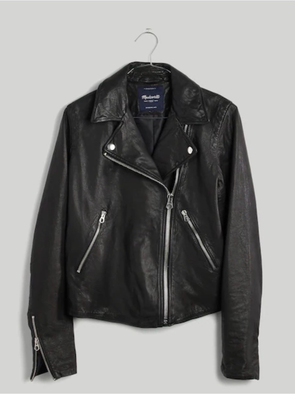 The Madewell Washed Leather Motorcycle Jacket w/ Petite sleeves